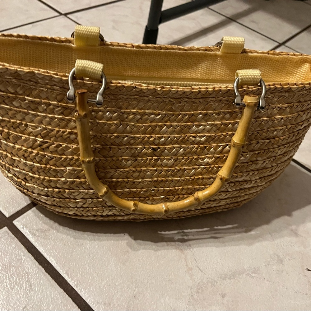 Stylish Tan Woven Tote Bag